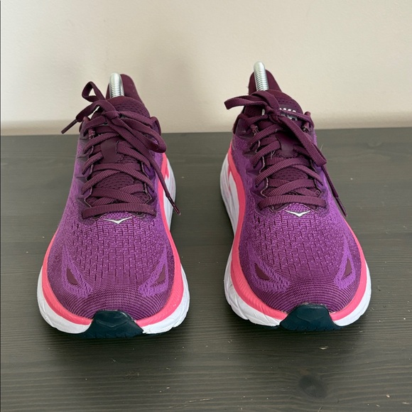 HOKA One One Clifton 8 Running Shoes deep purple and bright pink Women’s Sz 8.5 - Picture 3 of 13